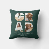 卒業式4フォトグモダンロパーソナライズされたーン クッション (裏面)