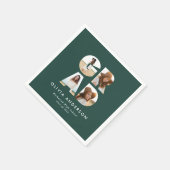 卒業式4フォトグモダンロパーソナライズされたーン スタンダードカクテルナプキン (角)