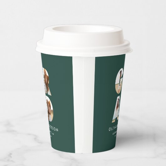 卒業式4フォトグモダンロパーソナライズされたーン 紙コップ (右)