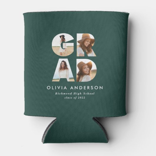 卒業式4フォトグモダンロパーソナライズされたーン 缶クーラー (正面)