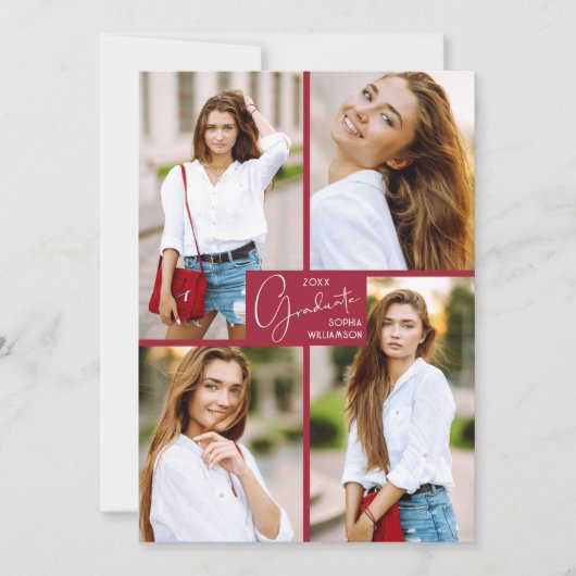 卒業式4フォトコラージュパーティの招待状 招待状 (正面)