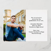 卒業式4フォトコラージュ金箔の発表 箔招待状 (裏面)