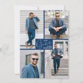 卒業式4フォトコラージングブルーパーティー 招待状 (正面)