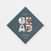 卒業式4モダン写真パーソナライズされたネイビーブルー スタンダードランチョンナプキン (角)