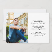 卒業式4写真コラージュのモダン発表 案内状 (裏面)