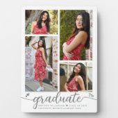 卒業式4写真モダン書道ハート白 フォトプラーク (正面)