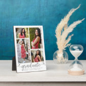 卒業式4写真モダン書道ハート白 フォトプラーク (側面)