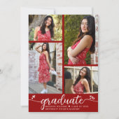 卒業式4写真モダン書道ハート赤 案内状 (正面)