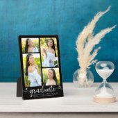 卒業式4写真モダン書道ハート黒 フォトプラーク (側面)