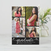 卒業式4写真モダン書道ハート黒 案内状 (スタンド正面)