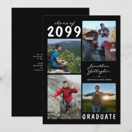 卒業式4写真手書き名 |白黒 案内状