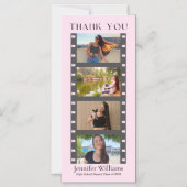 卒業式4枚の写真ブース感謝していあなたピンクの磁石 マグネット招待状 (正面)