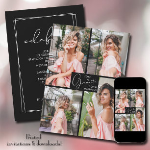 卒業式4枚写真コラージュパーティー 招待状