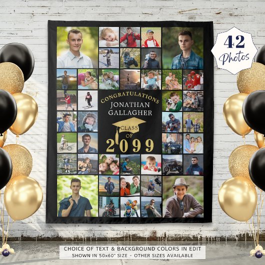 卒業式42フォトコラージュのクラス年あなたの色 タペストリー