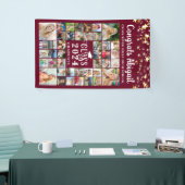 卒業式42フォトコラージュマルーン学年 横断幕 (トレードショー)