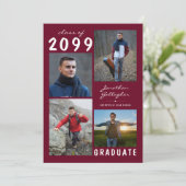 卒業式5写真手書きブルゴーニュ・マルーン 案内状 (スタンド正面)