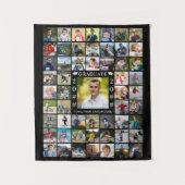 卒業式55フォトコラージュカスタムカラー背景 タペストリー (正面)