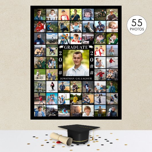 卒業式55フォトコラージュパーソナライズされた ポスター