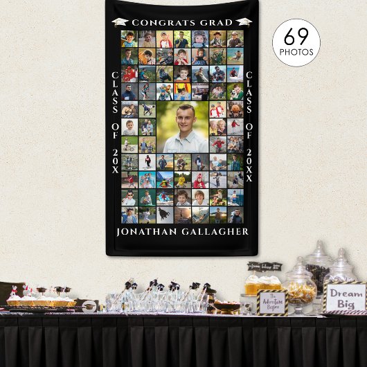 卒業式69フォトコラージュおめでとう卒業 横断幕