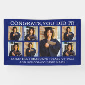 卒業式7フォトコラージュおめでとうグラード2025青 横断幕 (横)