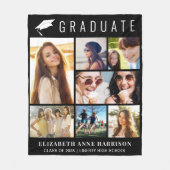 卒業式7フォトコラージュ黒 フリースブランケット (正面)