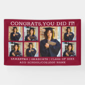 卒業式7写真おめでとうGrad 2023バーガンディ 横断幕 (横)
