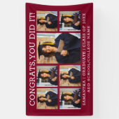 卒業式7写真おめでとうGrad 2023バーガンディ 横断幕 (縦)