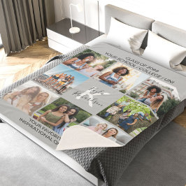 卒業式8フォトコラージュおよび引用文グレイ卒業 シェルパブランケット