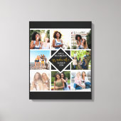 卒業式8フォトコラージーブラック&金ゴールドカスタム キャンバスプリント (正面)