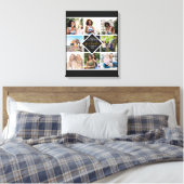 卒業式8フォトコラージーブラック&金ゴールドカスタム キャンバスプリント (インサイチュ (寝室))