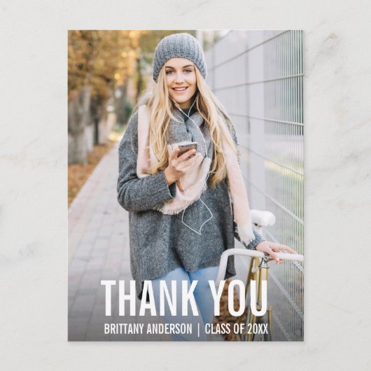 卒業式 お礼 現代 フォト ポストカード WBB (正面)