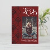 卒業式 アートデコ ブラック バーガンディ お知らせ 招待状 (スタンド正面)