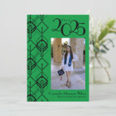 卒業式 アートデコ ブラック レッド アナウンスメント 招待状 (スタンド正面)