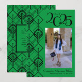 卒業式 アートデコ ブラック レッド アナウンスメント 招待状 (正面/裏面)