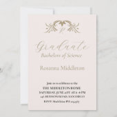 卒業式 エレガント クレスト シンプル ブルー お祝い 招待状 (裏面)