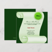 卒業式 オープンハウス（グリーン） 案内状 (正面/裏面)
