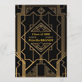 卒業式，ギャツビースタイル，レッドカーペットスタイル，ブラック 招待状