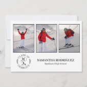 卒業式 クラスオブ グラデュエート3 フォト ホワイト 卒業パーティ 招待状 (正面)