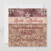 卒業式 クリスマス ローズゴールド スター 優秀賞 招待状 (裏面)