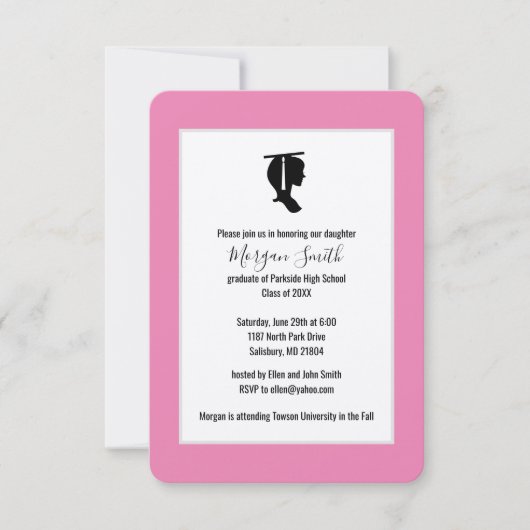 卒業式 シルエット 卒業のお知らせ 招待状 (正面)