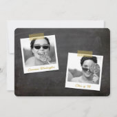 卒業式 シンプル リボン 黒板 卒業パーティー 招待状 (裏面)