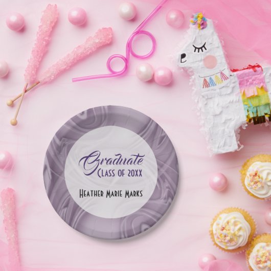 "卒業式"スタイリッシュ抽象芸術紫の影 ペーパープレート (パーティー)