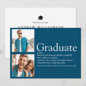 卒業式 デフィニション2 フォト モダン ブルー 招待状 (正面/裏面)