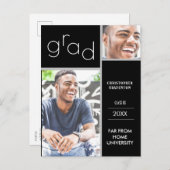 卒業式 デュアル フォト ブラック 発表 案内ポストカード (正面/裏面)