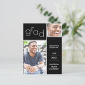 卒業式 デュアル フォト ブラック 発表 案内ポストカード (スタンド正面)