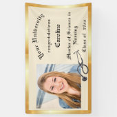 卒業式、ナース、金箔、カスタム写真 横断幕 (縦)