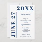 卒業式 ネイビーブルーとホワイトのパーティー 招待状 (正面)