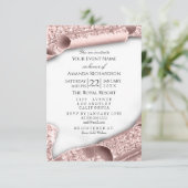 卒業式 バチェロレッテ ガール ローズ ピンク 3D 招待状 (スタンド正面)