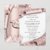 卒業式 バチェロレッテ ガール ローズ ピンク 3D 招待状 (正面/裏面)