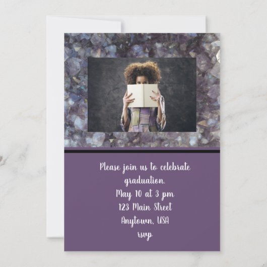 卒業式 パープル アメシスト 招待状 (裏面)